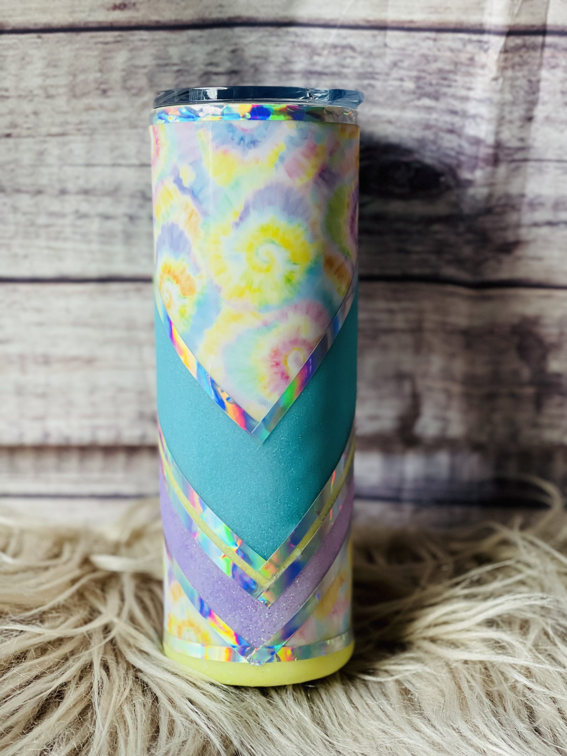 Tie Dye 20 oz Skinny Tumbler with Lid and Straw 